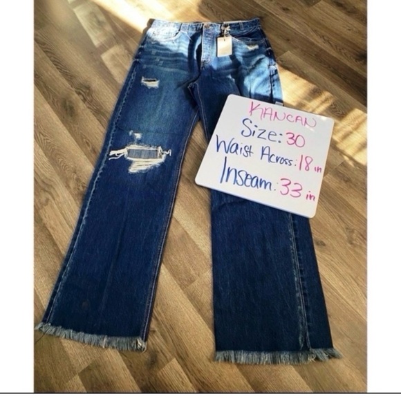 KANCAN 90’s Ripped Flare Wide Leg High Rise Jeans - Picture 11 of 12